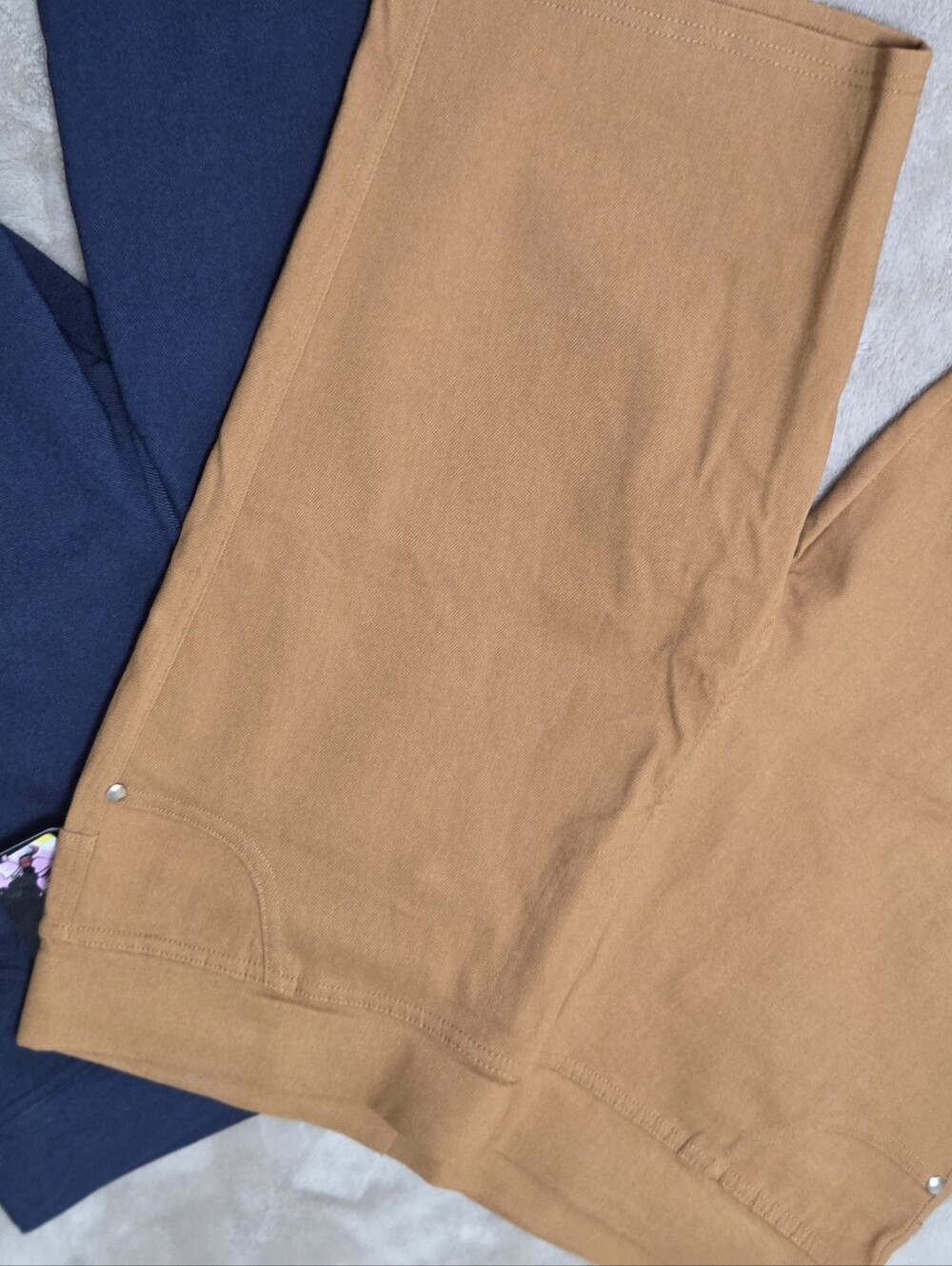Pair Of Stretch Knit Bermuda Shorts - Navy & Mustard Yellow